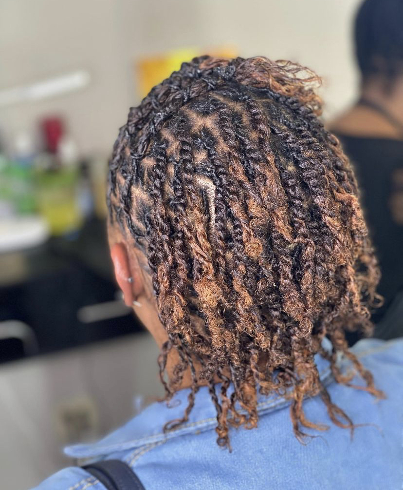 Two-strand twists with warm caramel color